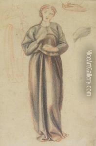 Study Of A Standing Female Figure Oil Painting - Sir Edward Coley Burne-Jones