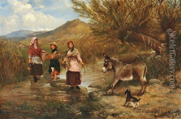 The Reluctant Donkey Oil Painting - Edgar Bundy