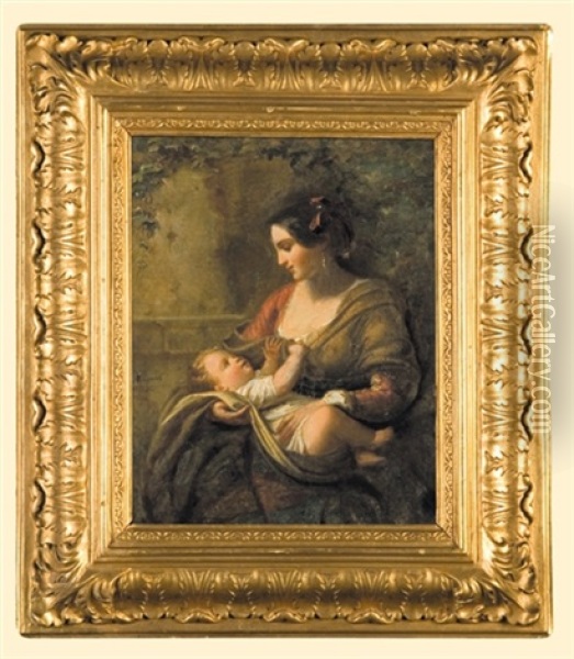 Maternity Oil Painting - Friedrich Rudolf Albert Korneck