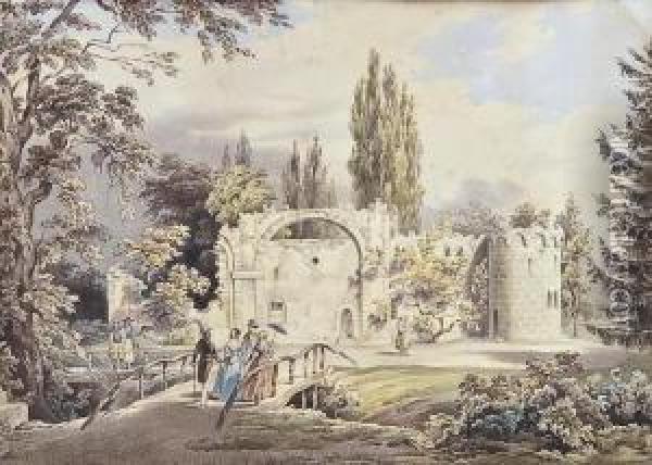 Views In A Continental Pleasure Garden Oil Painting - Franz Wolf