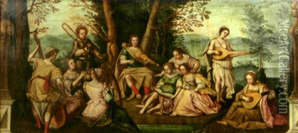 Apollon Et Les Muses Oil Painting - Hendrick De Clerck