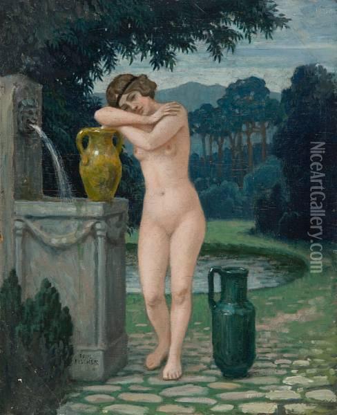 Kvinne Med Vannkrukke Oil Painting - Paul-Gustave Fischer