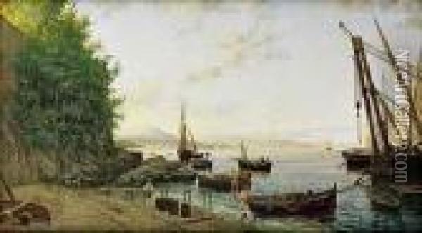 Fischer Am Ufer Des Golfs Von Neapel Oil Painting - Giacinto Bo