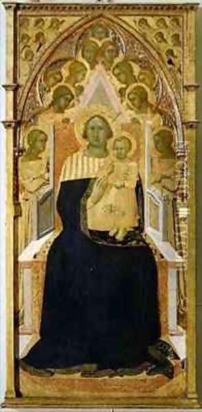 Madonna and Child enthroned, surrounded by angels Oil Painting - Bartolommeo Bulgarini