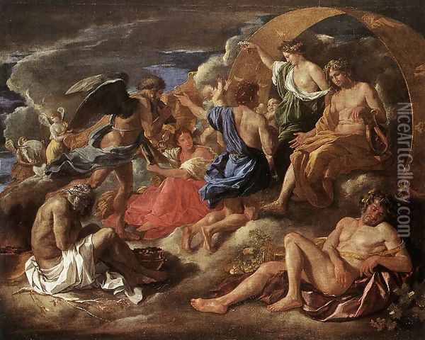 Helios and Phaeton with Saturn and the Four Seasons c. 1635 Oil Painting - Nicolas Poussin