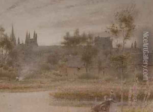 Peterborough Cathedral Oil Painting - Albert Goodwin