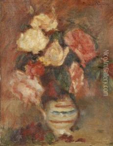 Vase De Fleurs Oil Painting - Lucien Mignon