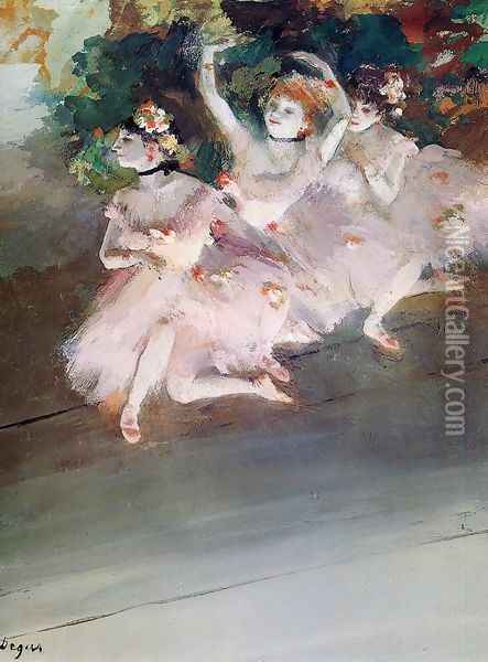 Three Ballet Dancers Oil Painting - Edgar Degas