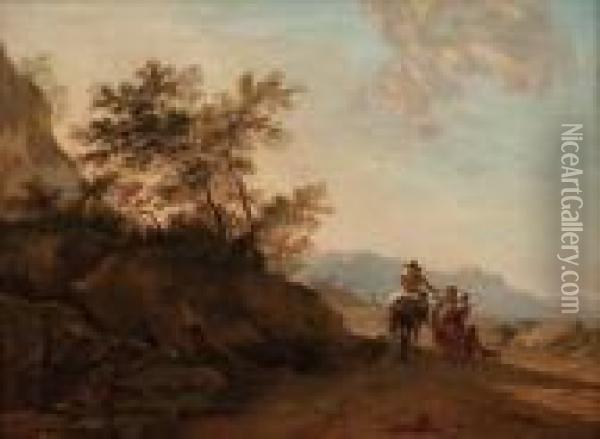 Italienische Landschaft Mit Figurenstaffage Oil Painting - Nicolaes Berchem