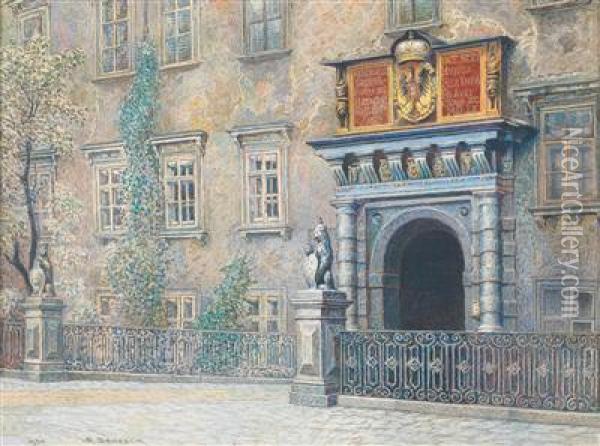 Dasschweizertor In Der Burg Oil Painting - Salomon Benesch