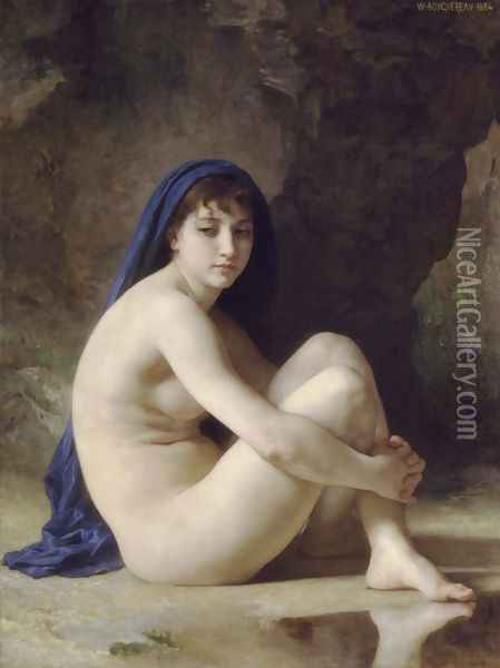 Baigneuse Accroupie (Seated Bather) Oil Painting - William-Adolphe Bouguereau