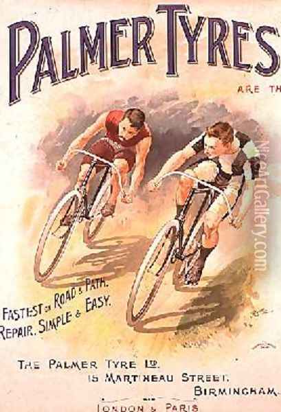 Poster advertising the Palmer Tyres 1890 Oil Painting - T. Moore