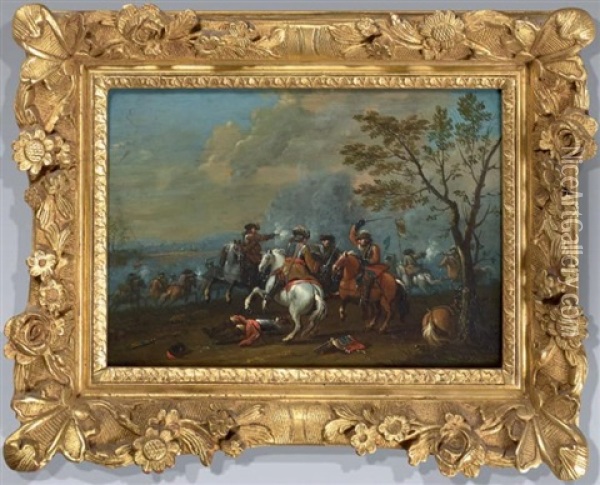 Chocs De Cavaleries (pair) Oil Painting - Karel Breydel