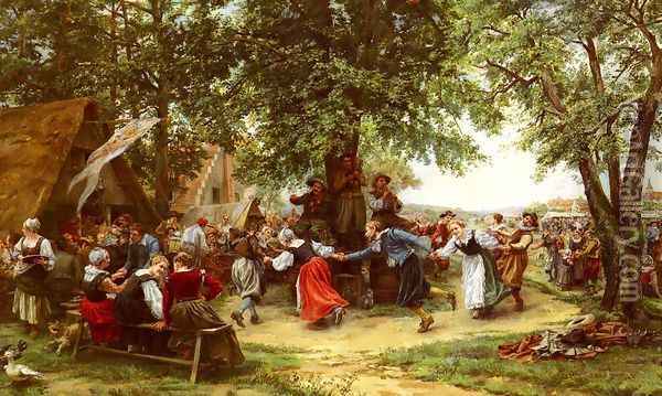 The Village Festival Oil Painting - Jean Charles Meissonier