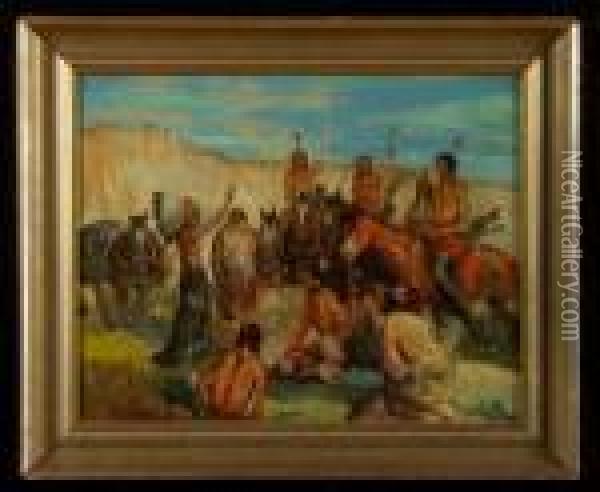 Tribal Meeting Oil Painting - Edwin Willard Deming