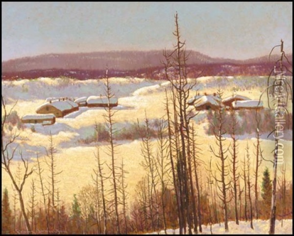 A Northern Camp Oil Painting - Francis Hans Johnston