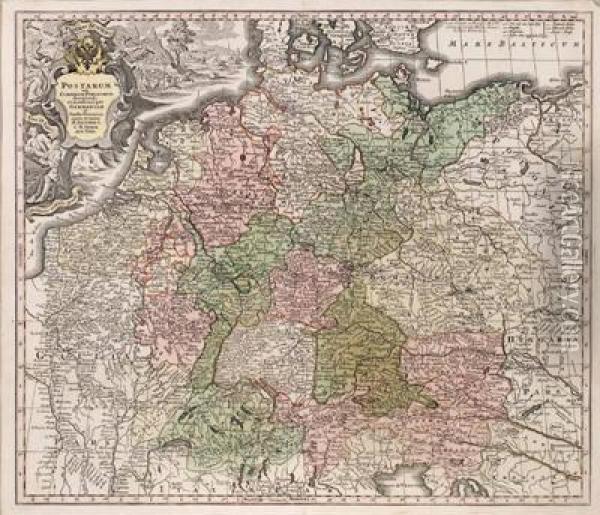 Teilkolorierte Radierung, Augsburg, Nach 1731, Bezeichnet: 