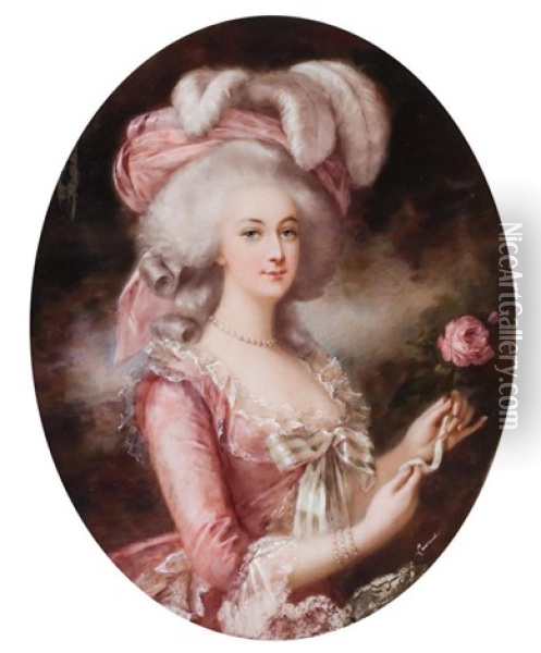 Portrait Of Marie Antoinette (after Elizabeth Vigee Lebrun) Oil Painting - Jean Antoine Laurent