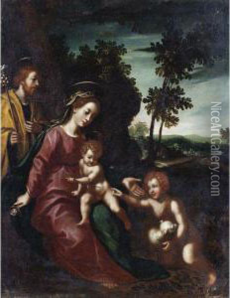 Sacra Famiglia Con San Giovannino Oil Painting - Francesco Curradi