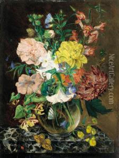 Still Life Of Chrysanthemums Oil Painting - Emily Stannard