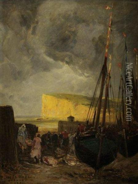Le Treport, Coin Du Port Oil Painting - Jules Achille-Noel