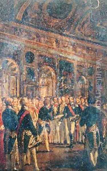The Senate Presenting Louis Napoleon Bonaparte 1808-73 with the Result of the Plebiscite Proclaiming him Emperor Oil Painting - Charles-Philippe Lariviere