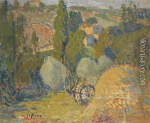 Paysage A La Charette Oil Painting - Joseph Lepine