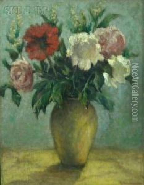 Still Lifewith Peonies Oil Painting - Stanley Grant Middleton