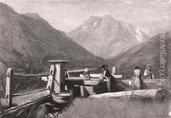 Sennerinnen Auf Der Alp Oil Painting - Jean Philippe George-Julliard