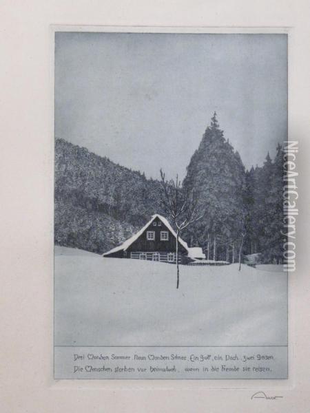 Winterlandschaft, Mit Devise Unter Dem Bild Oil Painting - Paul Aust