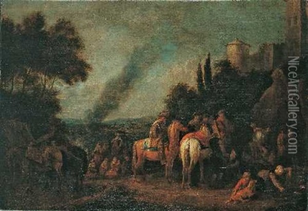 Landschaft Mit Rastenden Soldaten Oil Painting - Pieter van Bloemen