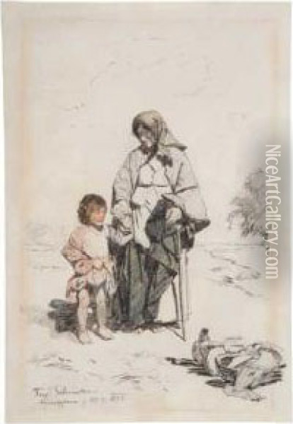 Peasant Woman And Child Oil Painting - Ferdinand Schmutzer