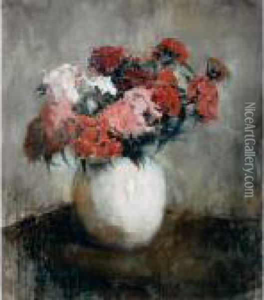 Sweet-william In A Vase Oil Painting - Floris Arntzenius