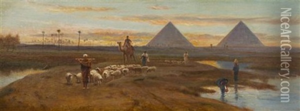 Near The Pyramids Oil Painting - Frederick Goodall