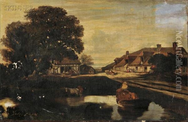 A Farm In Normandy Oil Painting - Jules Dupre