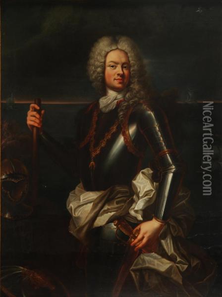 Ritratto Di Ammiraglio Genovese In Armatura Oil Painting - Giovanni Maria Delle Piane