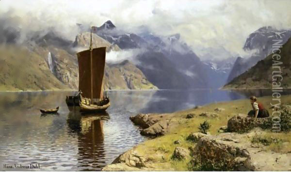 Awaiting his Return Oil Painting - Hans Dahl