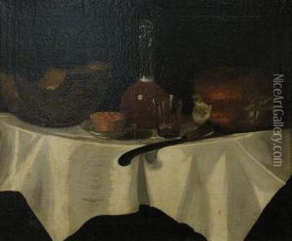 A Still Life With Bread And Cheese Oil Painting - George, of Chichester Smith