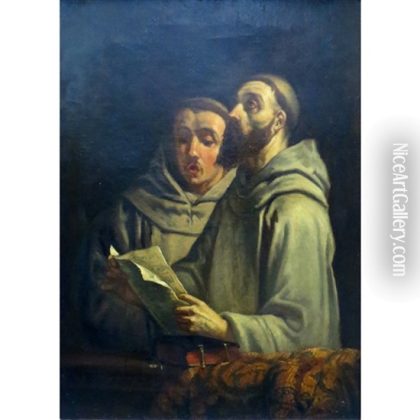 Two Monks Chanting Oil Painting - Sir Hubert von Herkomer