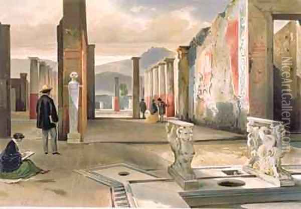 Tourists Visiting the Ruins of Pompeii Oil Painting - Giacinto Gigante