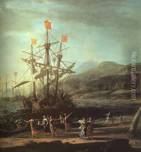 The Trojan Women Setting Fire to their Fleet (detail) Oil Painting - Claude Lorrain (Gellee)