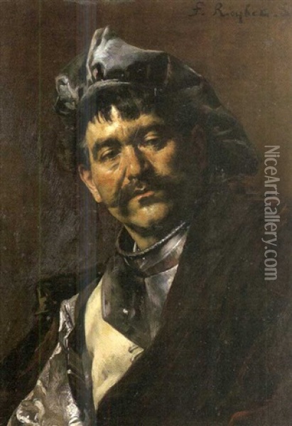 Portrait D'homme Au Chapeau Et Cuirasse Oil Painting - Ferdinand Victor Leon Roybet