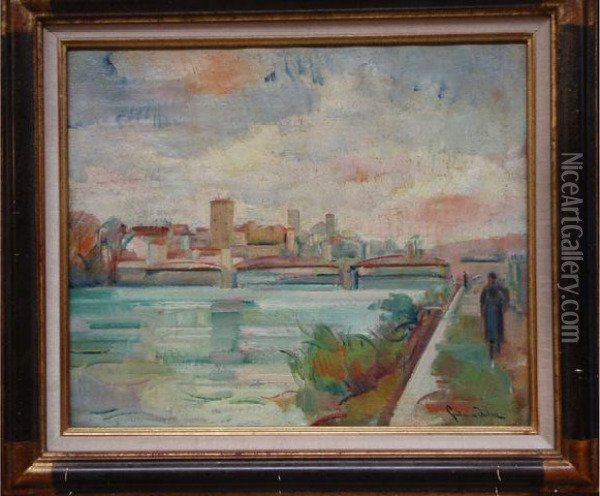 Bord De Canal  Oil Painting - Guillaume Dulac