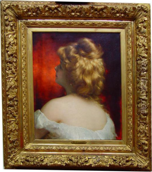 Jeune Femme En Buste De Dos Oil Painting - Etienne Adolphe Piot