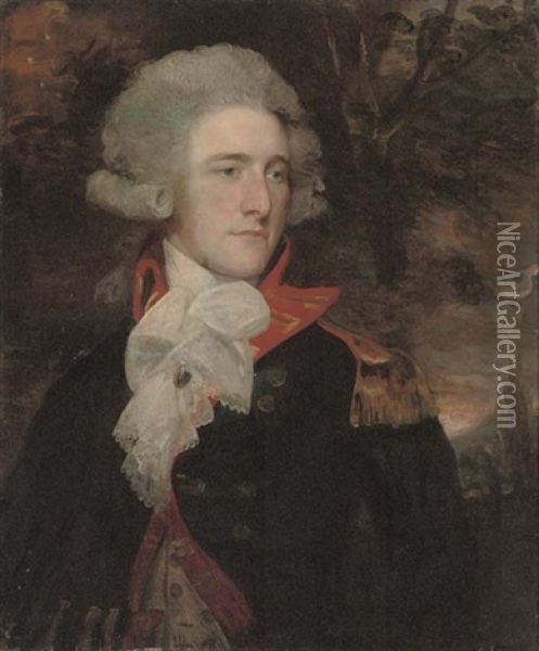 Portrait Of Thomas Henry Liddell, Viscount Ravensworth In A Uniform, In A Landscape Oil Painting - Sir William Beechey