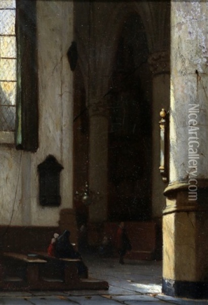 In De Hooglandsche Kerk Te Leiden Oil Painting - Jan Jacob Schenkel
