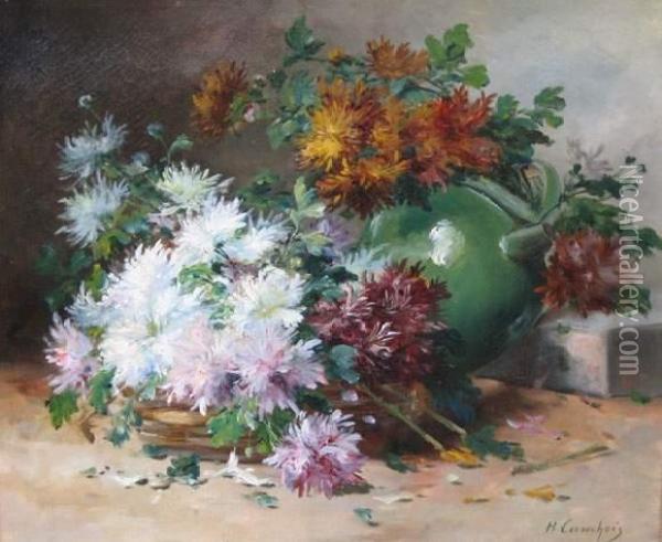  Bouquet De Dahlias  Oil Painting - Eugene Henri Cauchois