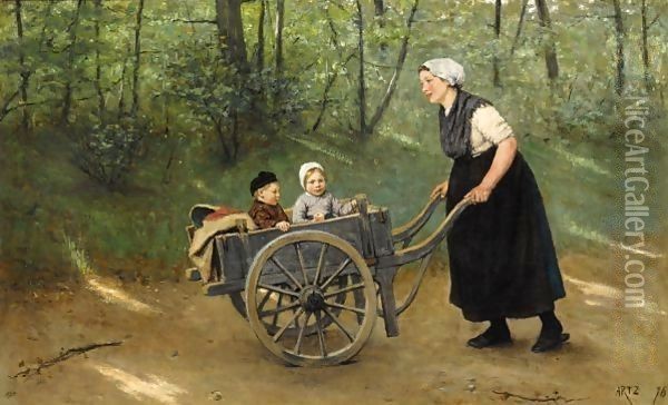 A Joyful Ride Oil Painting - David Adolf Constant Artz