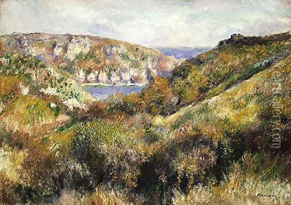 Hills around the Bay of Moulin Huet Guernsey 1883 Oil Painting - Pierre Auguste Renoir