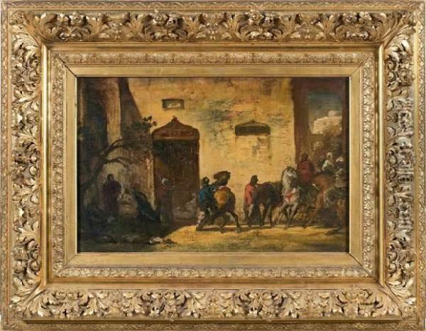Le Depart D'une Cavalcade Oil Painting - Henri Alexandre Georges Regnault